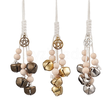 3Pcs 3 Colors Iron Bell Pendant Decoration HJEW-JM02249-1