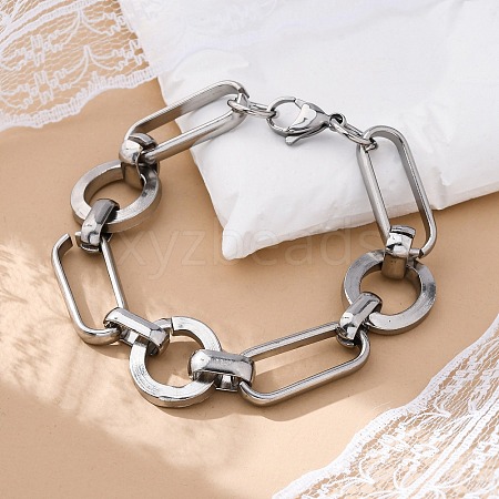 Tarnish Resistant 304 Stainless Steel Oval Link Chain Bracelets BJEW-I293-03P-1