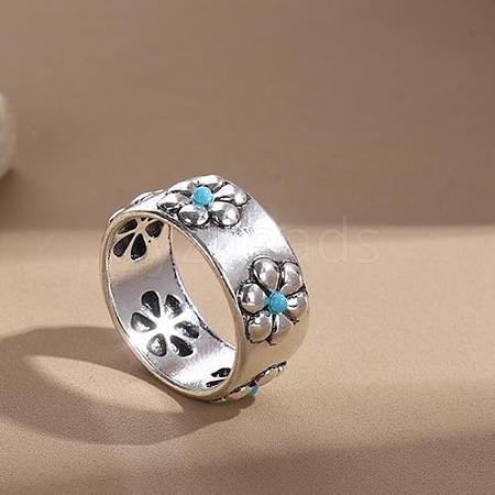 Retro Alloy and Turquoise Finger Rings FS-WGD8EB6-01-1