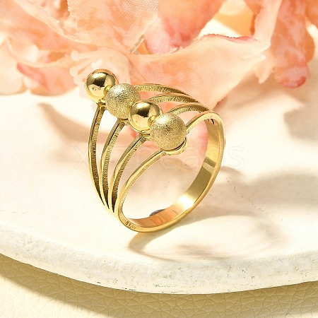 304 Stainless Steel Round Ball Multilayer Finger Rings for Women RJEW-U036-02G-01-1