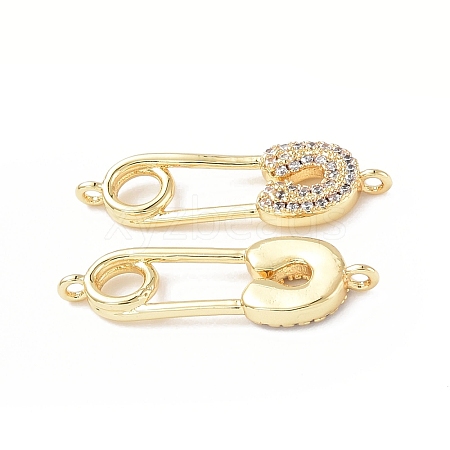 Eco-Friendly Rack Plating Brass Micro Pave Clear Cubic Zirconia Connector Charms KK-F845-05G-1