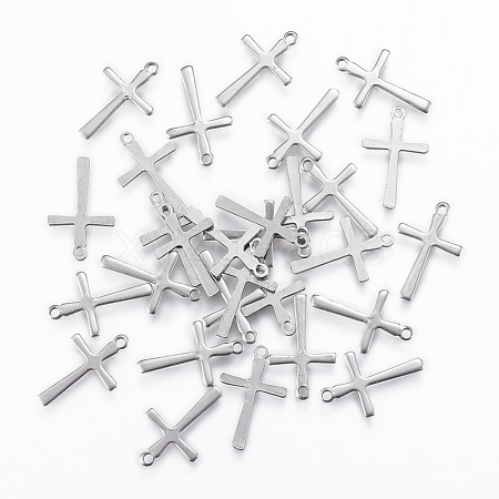 Non-Tarnish 201 Stainless Steel Tiny Cross Charms X-STAS-L197-36P-1