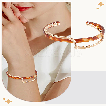1Pc Brass Resin Cuff Bracelets for Women BJEW-LP0002-26A-1