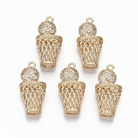 Brass Micro Pave Cubic Zirconia Pendants KK-S359-007-RS-1