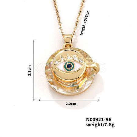 Vintage Sparkling Rhinestone Eye Pendant Necklaces NM4896-4-1