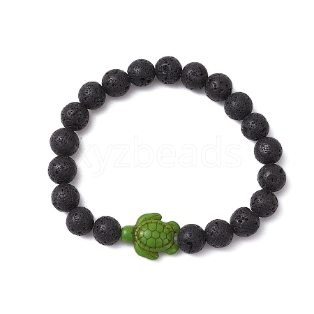 Natural Lava Rock Stretch Bracelets BJEW-JB11095-03-1