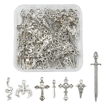 42Pcs 7 Style Gothic Themed Tibetan Style Alloy Pendants Sets TIBEP-FS0001-10-1