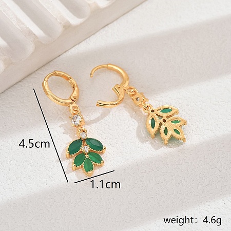 The 18K gold plating Elegant Copper Leaf Earrings with Zircon for Women MM8873-1-1