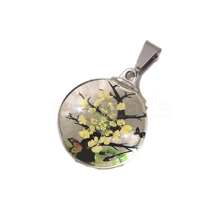 Dried Flower Glass Pendants PW-WG2A25C-05-1