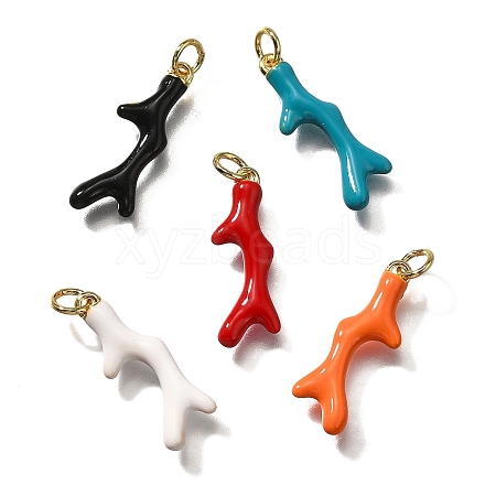 Brass Enamel Pendants KK-Q043-28B-1