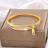 Zipper Shape 304 Stainless Steel and Crystal Rhinestone Cuff Bangles FS-WGD2D65-01-3