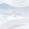 1Pc Letter Brass Rhinestone Open Cuff Rings for Women AJEW-LP0004-47L-S-3