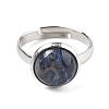 Half Round Natural Sodalite Finger Rings RJEW-M062-01P-29-3