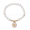 7mm Round Shell Pearl Beaded Stretch Bracelets BJEW-JB10650-1