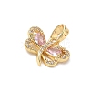 Brass Micro Pave Pink Cubic Zirconia Charms CU-CBA5CBE-06G-2