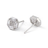 Clear Cubic Zirconia Hexagon Stud Earrings EJEW-L234-086P-2