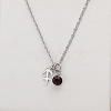 304 Stainless Steel Coffee Rhinestone Birth Stone Constellation Pendant Necklaces FS-WG76580-14-1