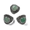 Natural Green Aventurine Adjustable Rings RJEW-I108-03AS-05-4