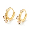 Star Cubic Zirconia Hoop Earrings with Flat Round Drop EJEW-P196-19G-03-1