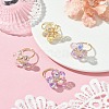 4Pcs 4 Colors Glass Flower Finger Rings RJEW-JR00825-02-1