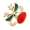 Christmas Theme Alloy Enamel Open Cuff Ring RJEW-C106-02B-KCG-1