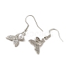 Whale Tail Shape Alloy Rhinestone Dangle Earrings EJEW-C073-01P-2