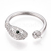 Rhodium Plated 925 Sterling Silver Micro Pave Cubic Zirconia Open Cuff Ring Settings STER-T007-125P-2