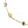 Natural Mixed Gemstone Column Beaded Anklet with Vacuum Plating Golden 304 Stainless Steel Chains for Women AJEW-Z008-03-3