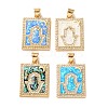 Brass Micro Pave Clear Cubic Zirconia Pendants KK-S048-03G-1