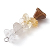 Gradient Color Natural Quartz Crystal & Natural Citrine & Natural Rutilated Quartz & Natural Tiger Eye Chip Beaded Pendants PALLOY-JF02790-08-4