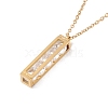 Clear Cubic Zirconia Beaded Rectangle Pendant with 304 Stainless Steel Cable Chains for Women NJEW-P262-05G-3