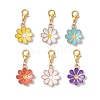 6Pcs 6 Colors Alloy Enamel Flower Pendant Decorations HJEW-JM02903-2