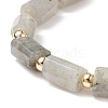 Natural Labradorite Column Beaded Stretch Bracelet BJEW-JB08596-01-4