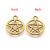 Tibetan Style Alloy Flat Round with Star Charms LS-TIBEP-5248-AG-FF-2