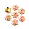 6-Petal Alloy Enamel Bead Caps ENAM-WH0063-01A-2