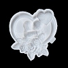 Valentine's Day Heart with Lovers & Flower DIY Wall Decoration Silicone Molds DIY-G096-02-4