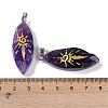 Natural Amethyst Gold Sun Pattern Pendants G-L524-14P-05-3