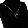 Golden Brass Micro Pave Cubic Zirconia Initial Pendants Necklaces NJEW-S069-JN002-C-2