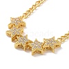 Clear Cubic Zirconia Star Pendant Necklace with Brass Curb Chains for Women NJEW-E042-01G-2
