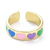 Heart Pattern Alloy Enamel Cuff Rings RJEW-Z008-16LG-B-1