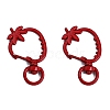 Spray Painted Strawberry Spring Ring Clasps PW-WGB8233-02-1