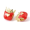 French Fries with Heart Brass Enamel European Beads KK-CBA9CBD-04G-2