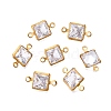 Brass Clear Cubic Zirconia Connector Charms KK-T070-11C-1