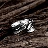 Fashionable Unisex 316L Surgical Stainless Steel Feather Cuff Rings RJEW-BB09945-10-2