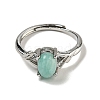 Oval Natural Gemstone Adjustable Rings RJEW-Q818-01P-4