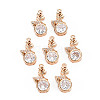 Rack Plating Brass Micro Pave Clear Cubic Zirconia Pendants KK-T060-57-RS-1