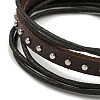 Adjustable PU Leather & Waxed Cords Braided Multi-strand Bracelet BJEW-F468-07-3