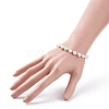 Natural Pearl Beaded Bracelet with Word Good Luck Brass Charm for Women BJEW-JB08165-02-3