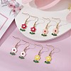 Flower Zinc Alloy Enamel Dangle Earrings EJEW-JE05291-2