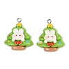 Christmas Theme Rabbit Opaque Resin Pendants RESI-S08-04F-1